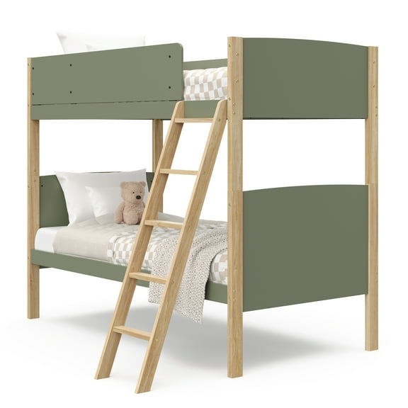 Storkcraft Next Delray Twin-over-Twin Bunk Bed, Olive with Natural