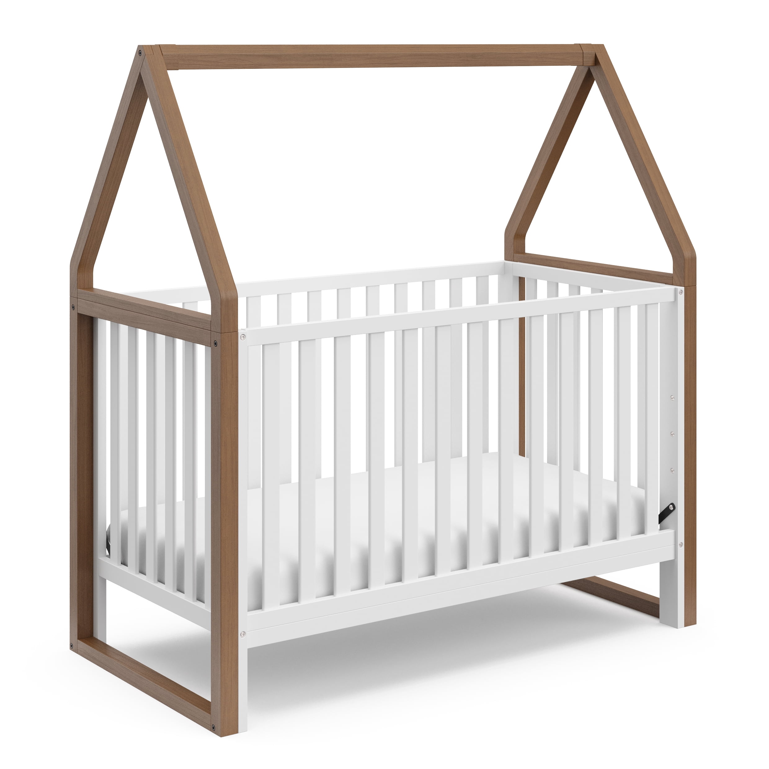 Storkcraft White and Hazelnut 5-in-1 Convertible Crib with Canopy
