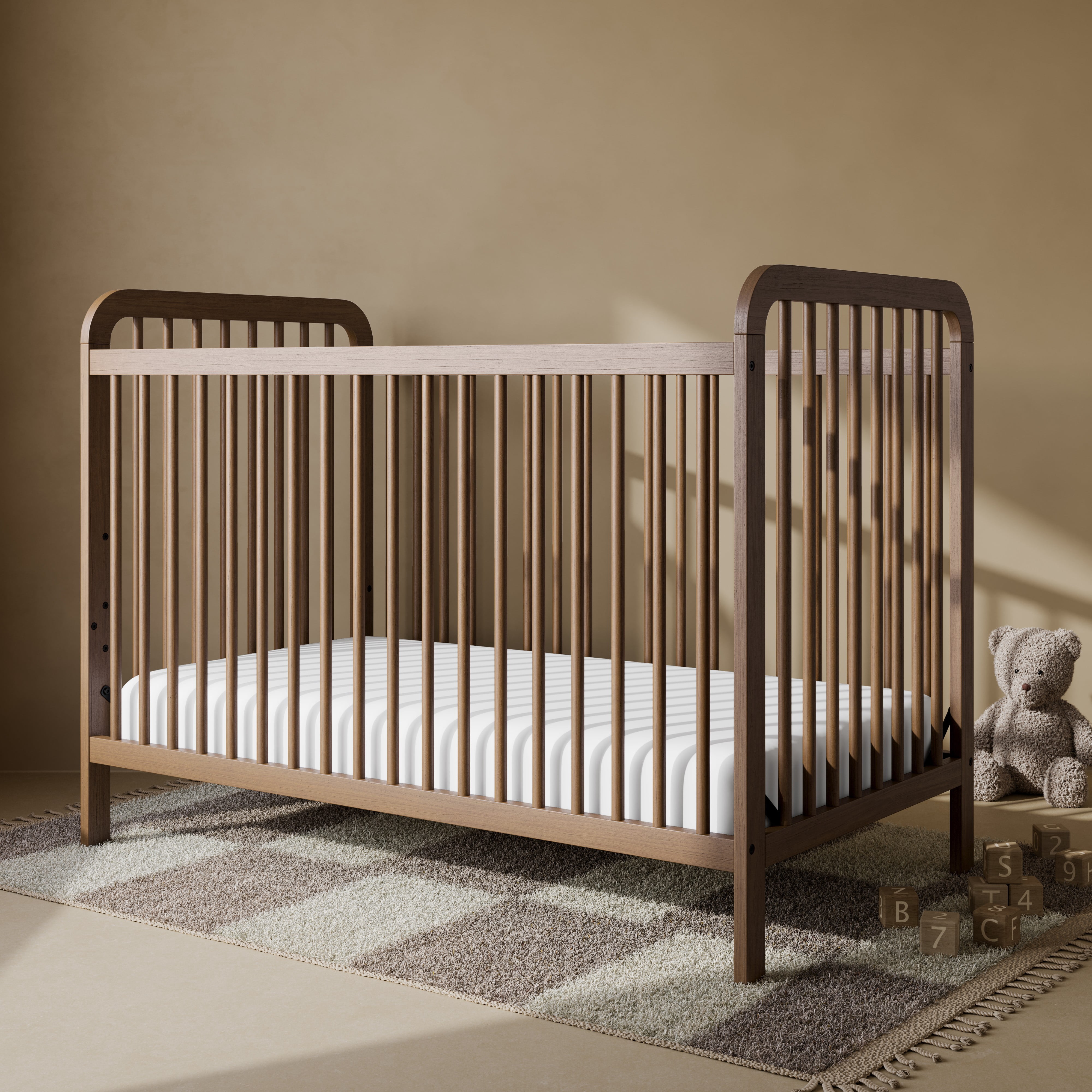 Storkcraft Pasadena 3-in-1 Convertible Baby Crib – GREENGUARD Gold Certified, 100% Solid Wood, Fits Standard Crib Mattress, Converts to Toddler Bed and Daybed, 4 Mattress Heights , Hazelnut
