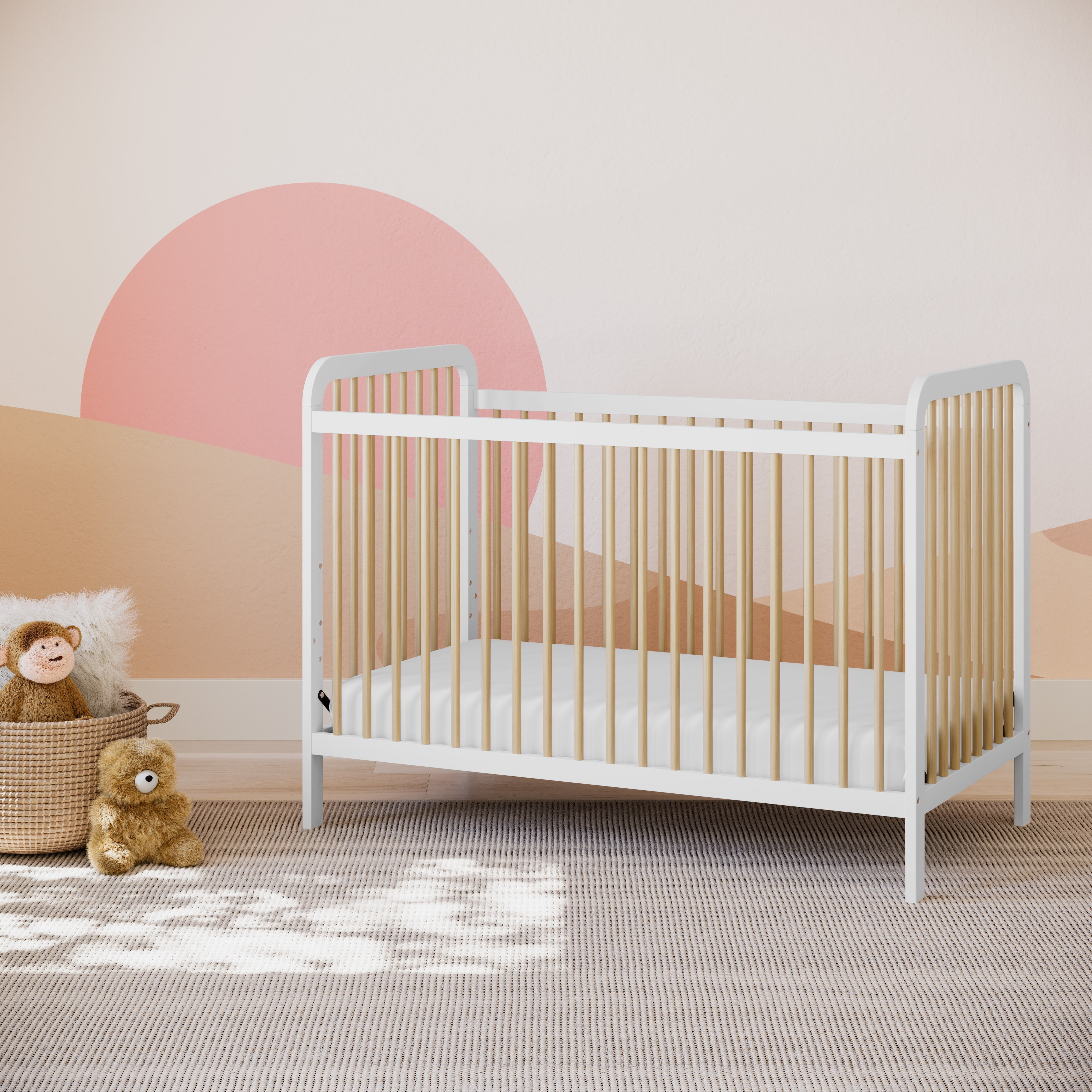 Storkcraft Pasadena 3-in-1 Convertible Baby Crib, White with Driftwood