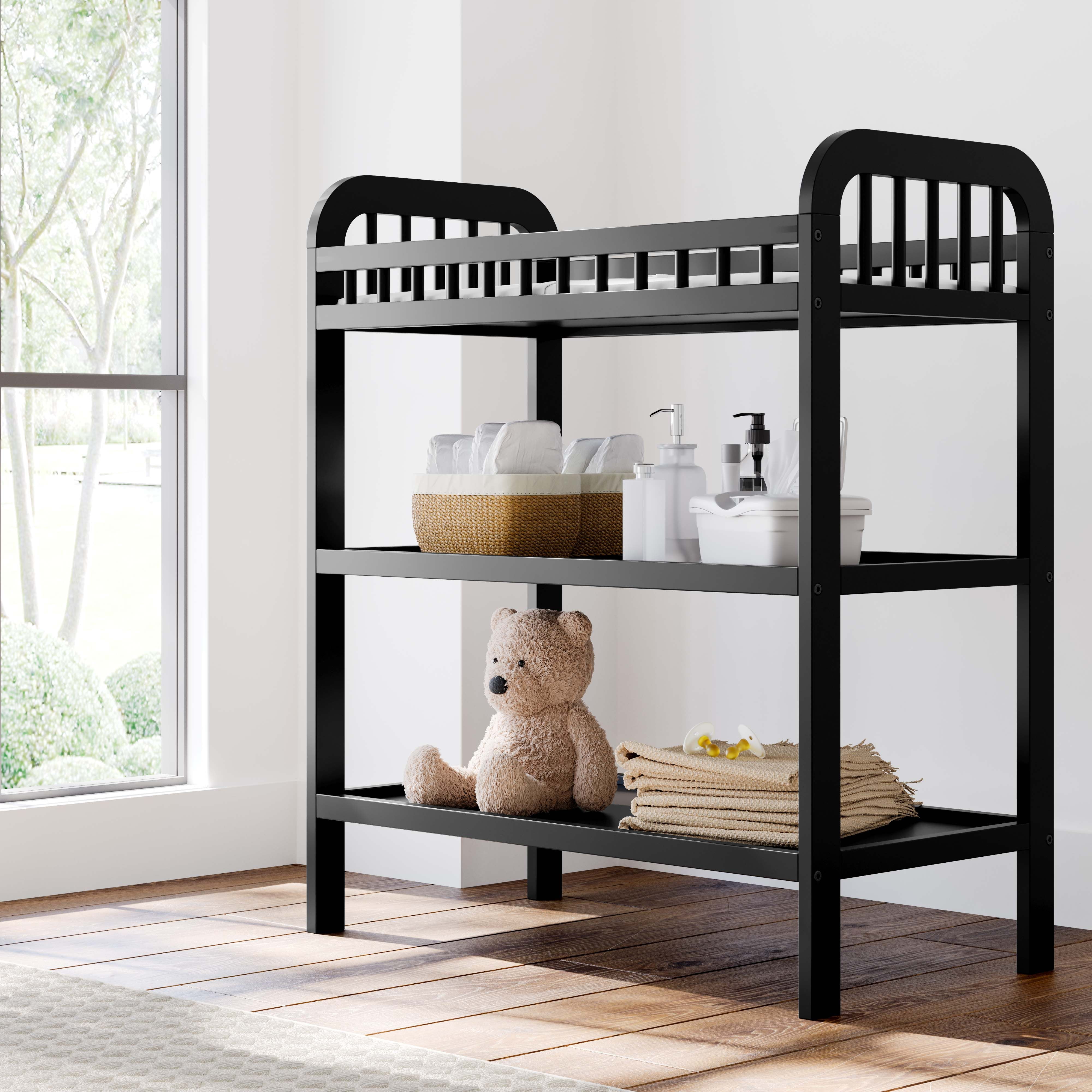 Storkcraft Pasadena Infant Changing Table with Changing Pad, Black