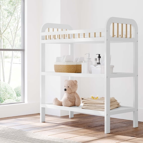 Storkcraft Pasadena Infant Changing Table with Changing Pad, White/Driftwood