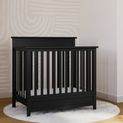 Storkcraft Petal Mini 4-in-1 Convertible Baby Crib with Mattress, Black