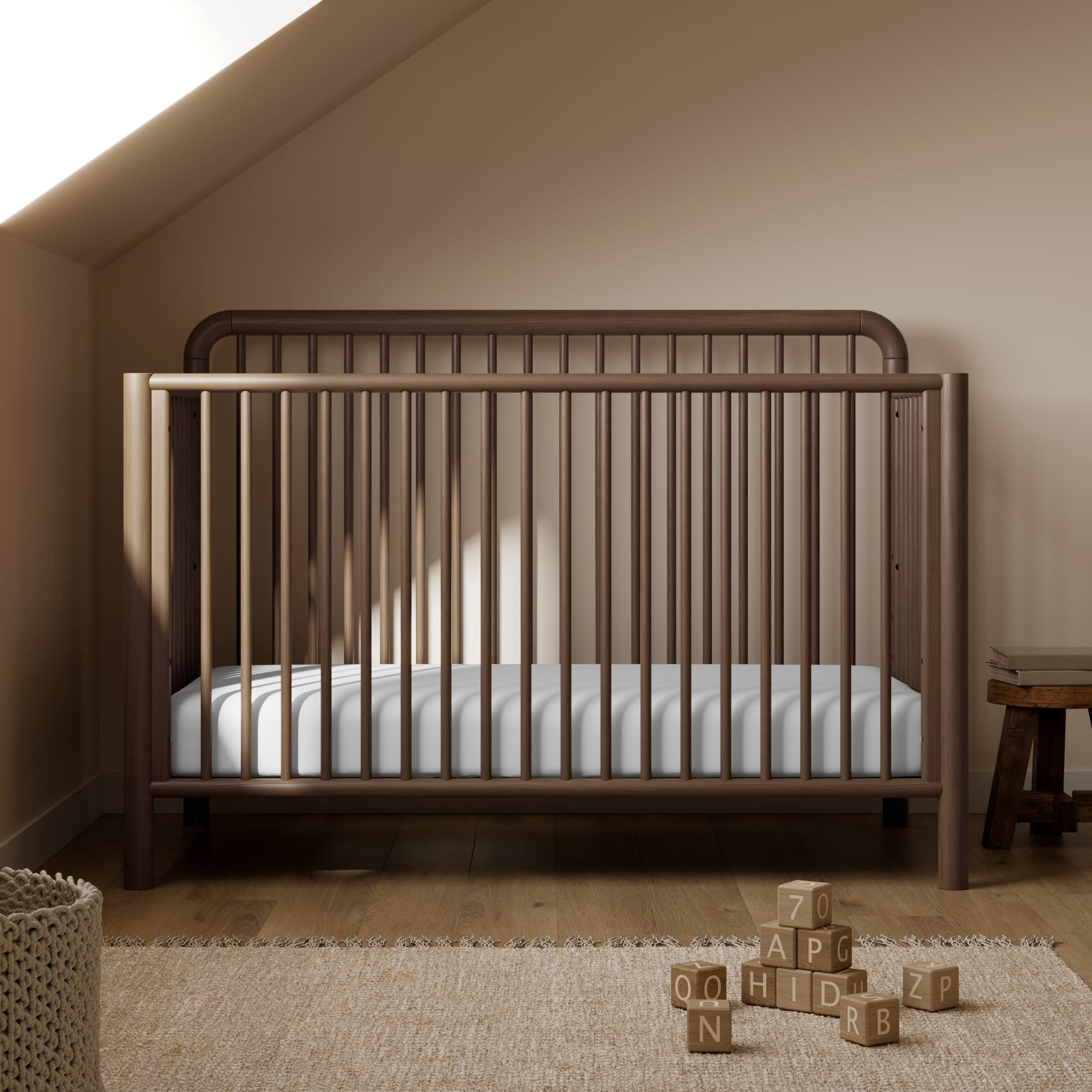 Storkcraft Porto 5-in-1 Convertible Crib with Bonus Toddler Guardrail - Hazelnut