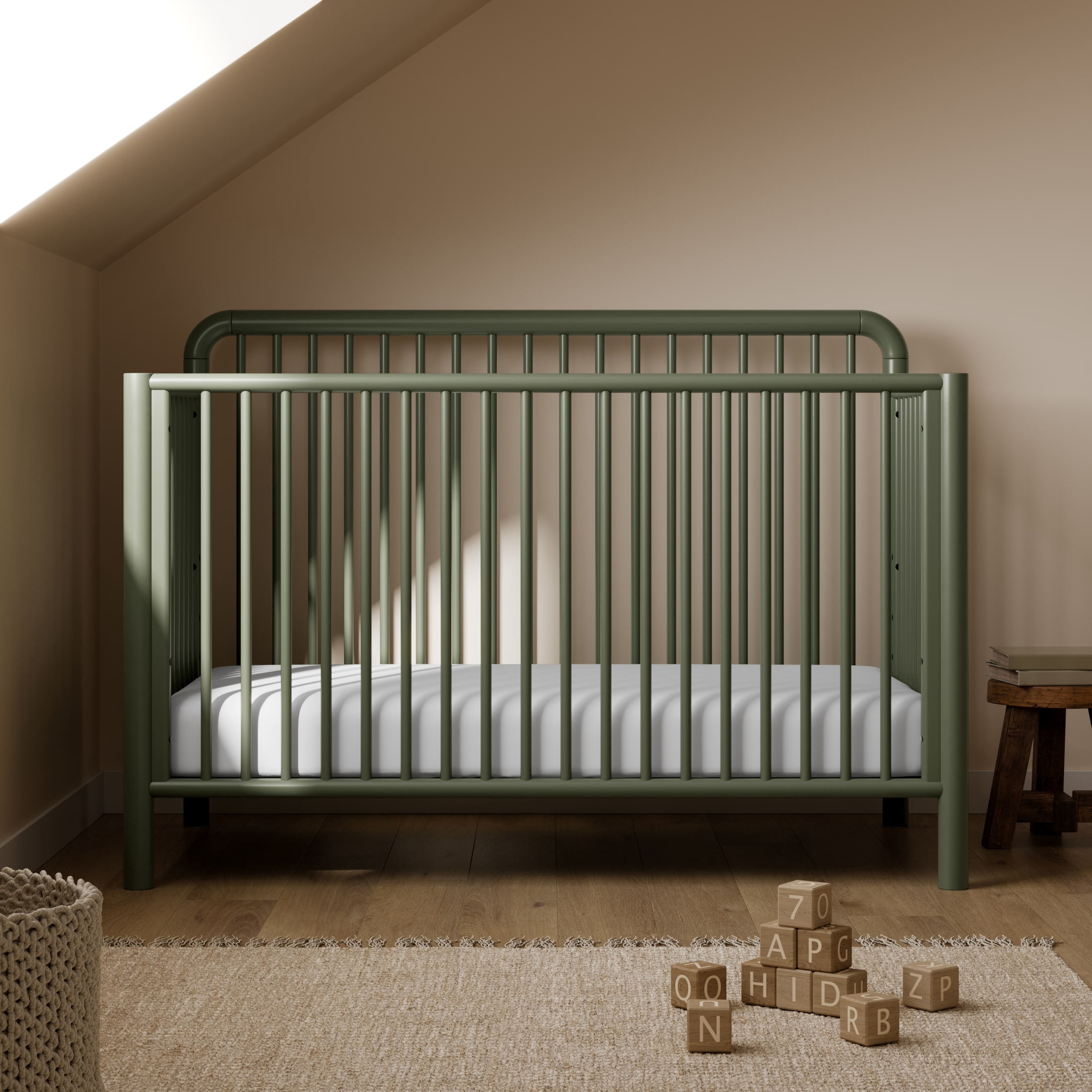 Storkcraft Porto 5-in-1 Convertible Crib with Bonus Toddler Guardrail - Olive