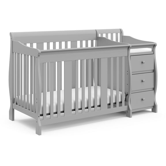 Storkcraft Portofino 5-in-1 Convertible Baby Crib and Changer, Pebble Gray