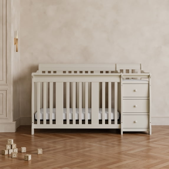 Storkcraft Portofino 5-in-1 Convertible Crib and Changer, Frosted Oat