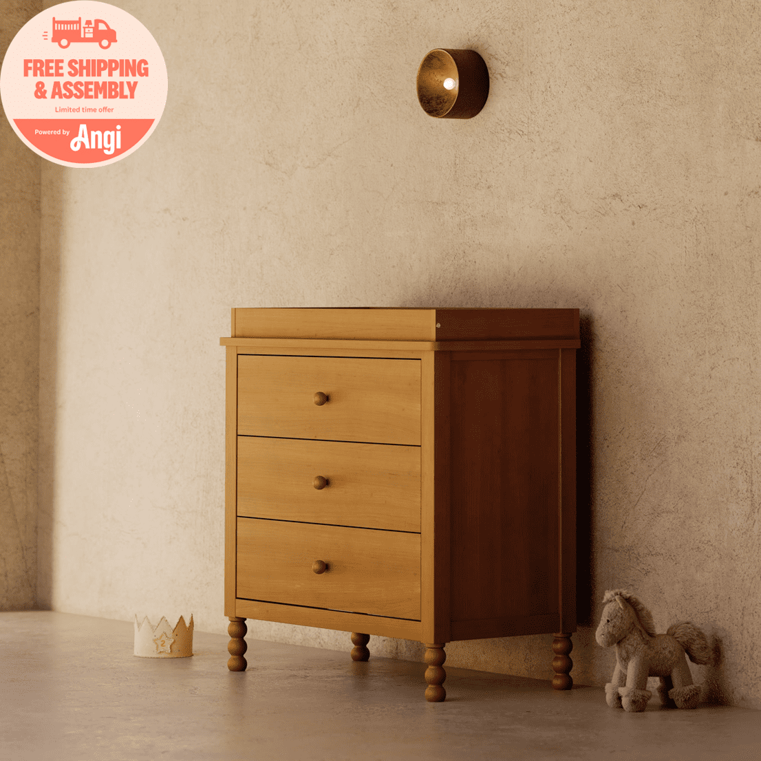 Art of Nursery by Storkcraft Rio 3 Drawer Chest with Removable Infant Changing Topper, Almond