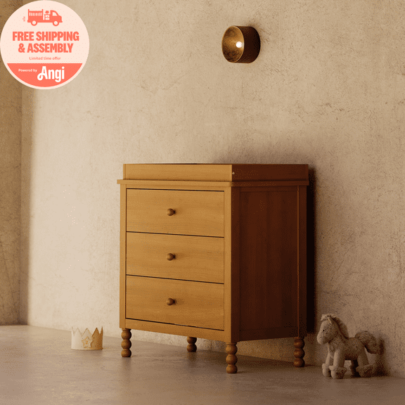 Storkcraft Rio 3 Drawer Chest with Removable Infant Changing Topper, Almond