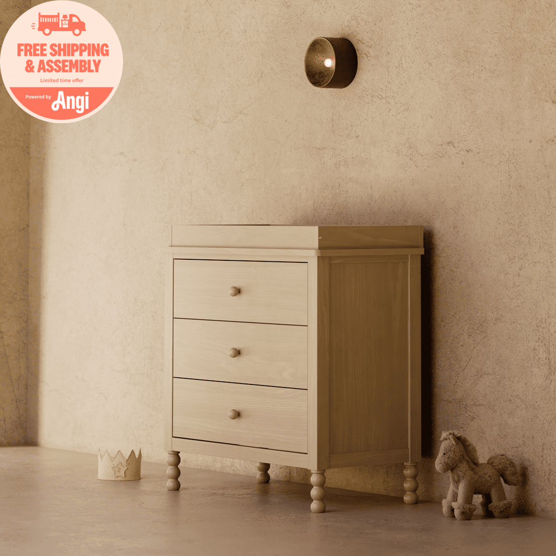 Art of Nursery by Storkcraft Rio 3 Drawer Chest with Removable Infant Changing Topper, Driftwood