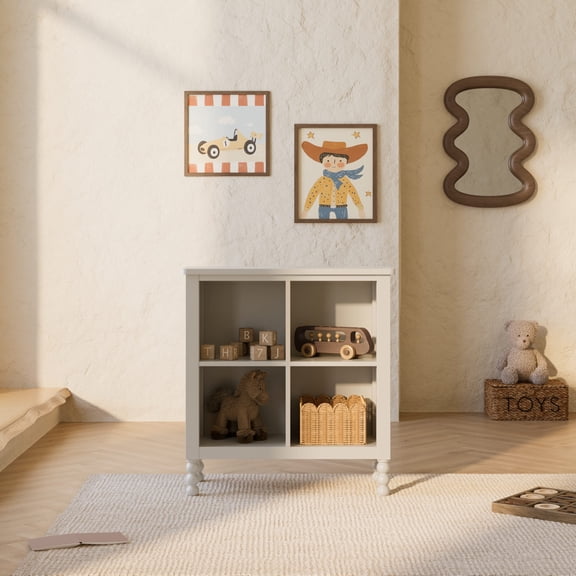 Art of Nursery by Storkcraft Rio 4 Cube Storage Organizer Kids Bookcase - Frosted Oat