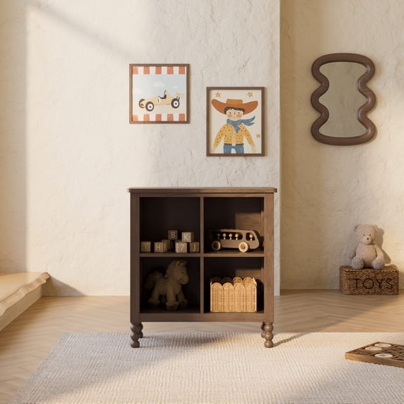 Art of Nursery by Storkcraft Rio 4 Cube Storage Organizer Kids Bookcase - Hazelnut