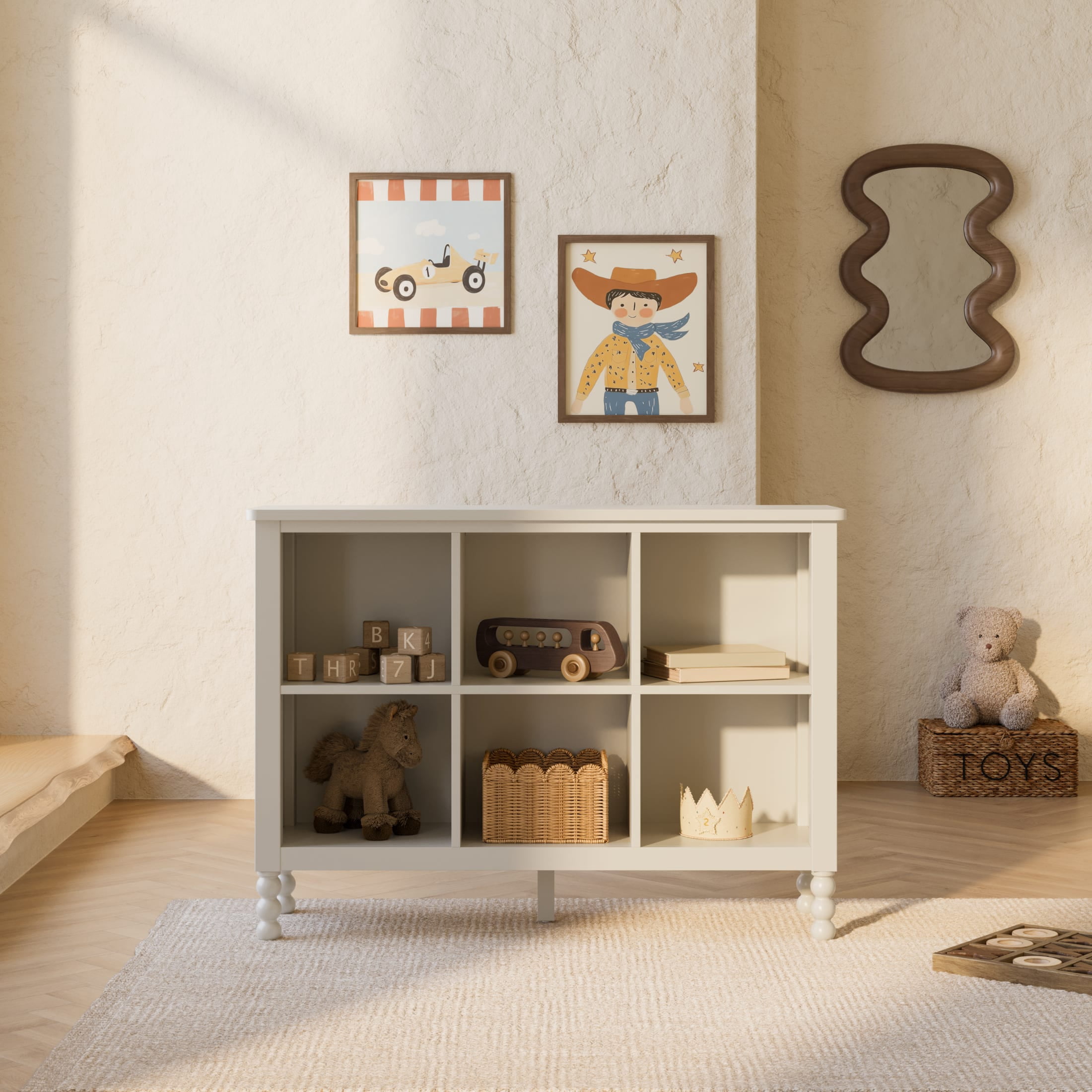 Art of Nursery by Storkcraft Rio 6 Cube Storage Organizer Kids Bookcase - Frosted Oat