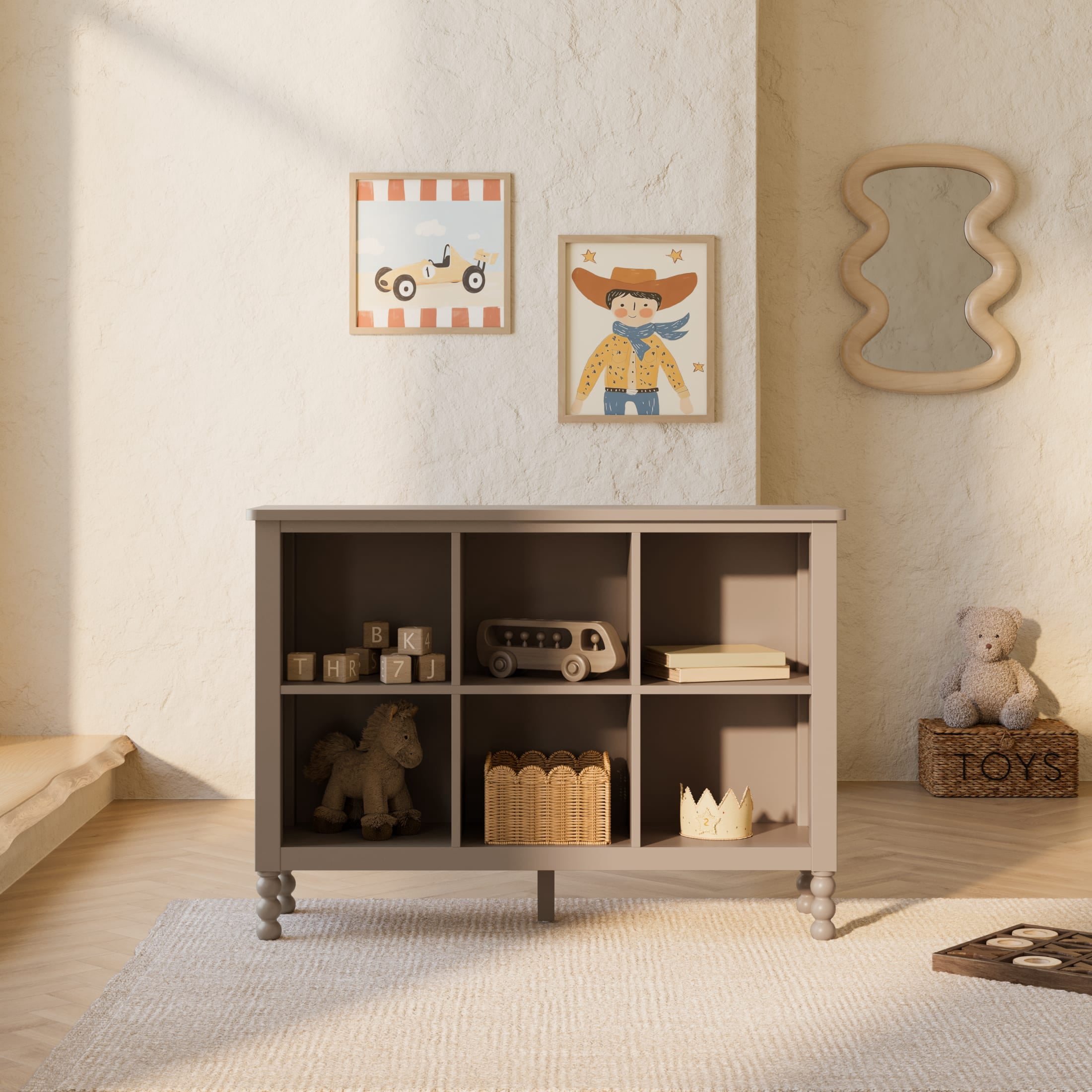Art of Nursery by Storkcraft Rio 6 Cube Storage Organizer Kids Bookcase - Taupe