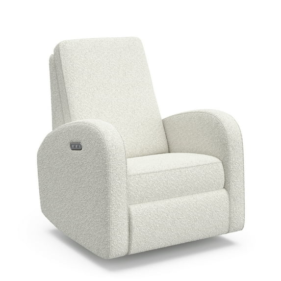 Storkcraft Santa Monica Infant Power Recliner Swivel Glider with USB, Ivory Boucle