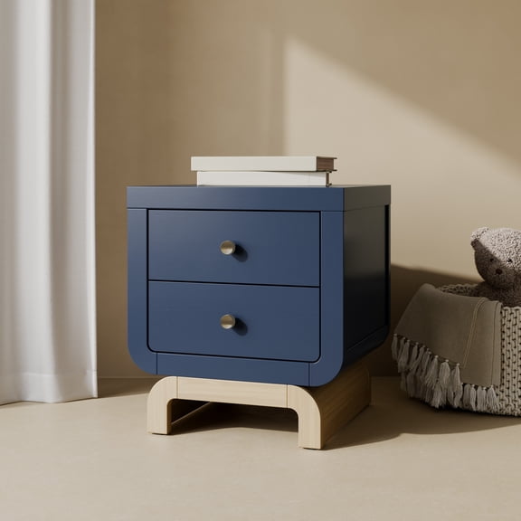 Storkcraft Santorini 2 Drawer Children's Nightstand, Midnight Blue with Driftwood