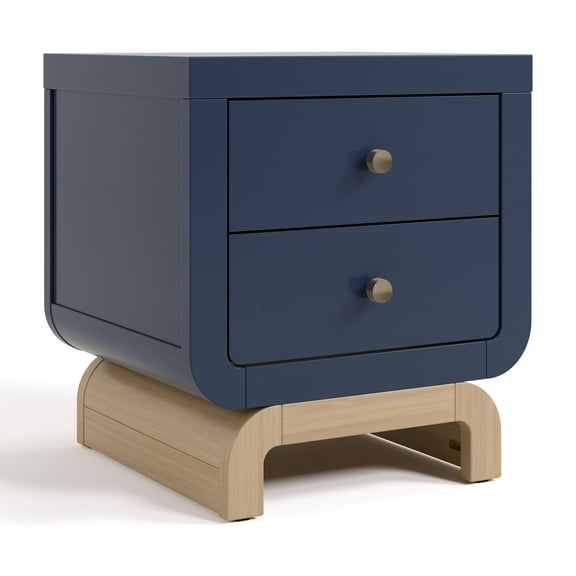 Storkcraft Santorini 2 Drawer Children's Nightstand, Midnight Blue with Driftwood