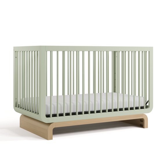 Storkcraft Santorini 5-in-1 Convertible Baby Crib, Sage with Driftwood