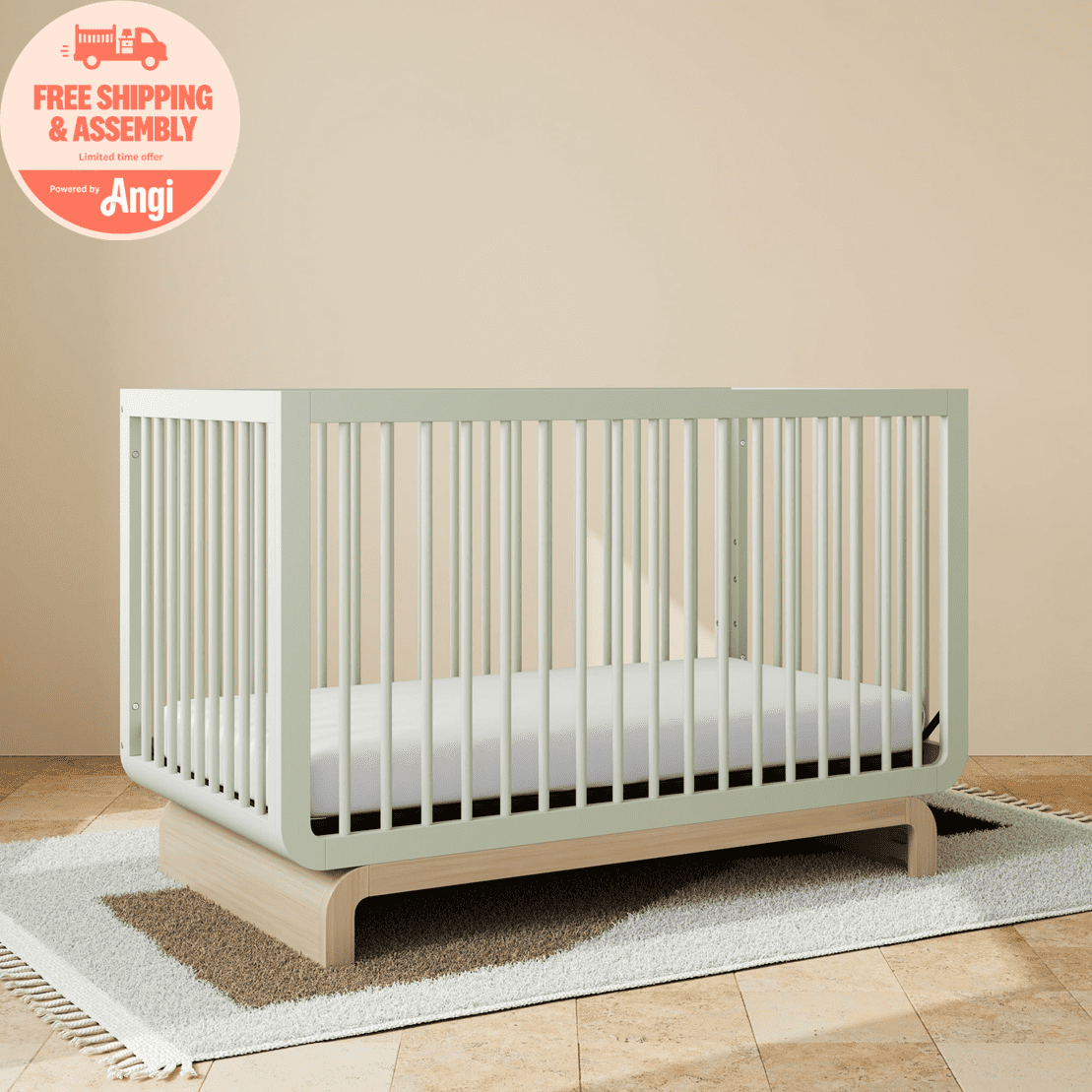 Art of Nursery by Storkcraft Santorini 5-in-1 Convertible Baby Crib, Sage with Driftwood