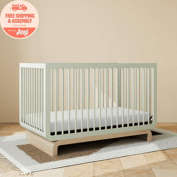 Storkcraft Santorini 5-in-1 Convertible Baby Crib, Sage with Driftwood