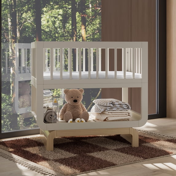 Art of Nursery by Storkcraft Santorini Deluxe Convertible Baby Bassinet, Frosted Oat with Driftwood