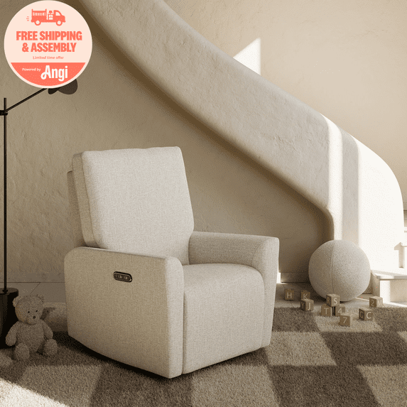 Storkcraft Santorini Deluxe Power Recliner Swivel Glider, Dune Basketweave