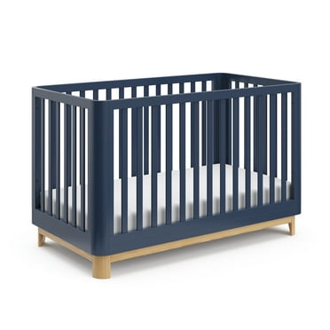 Storkcraft Santos 3-in-1 Convertible Baby Crib, Midnight Blue with Natural