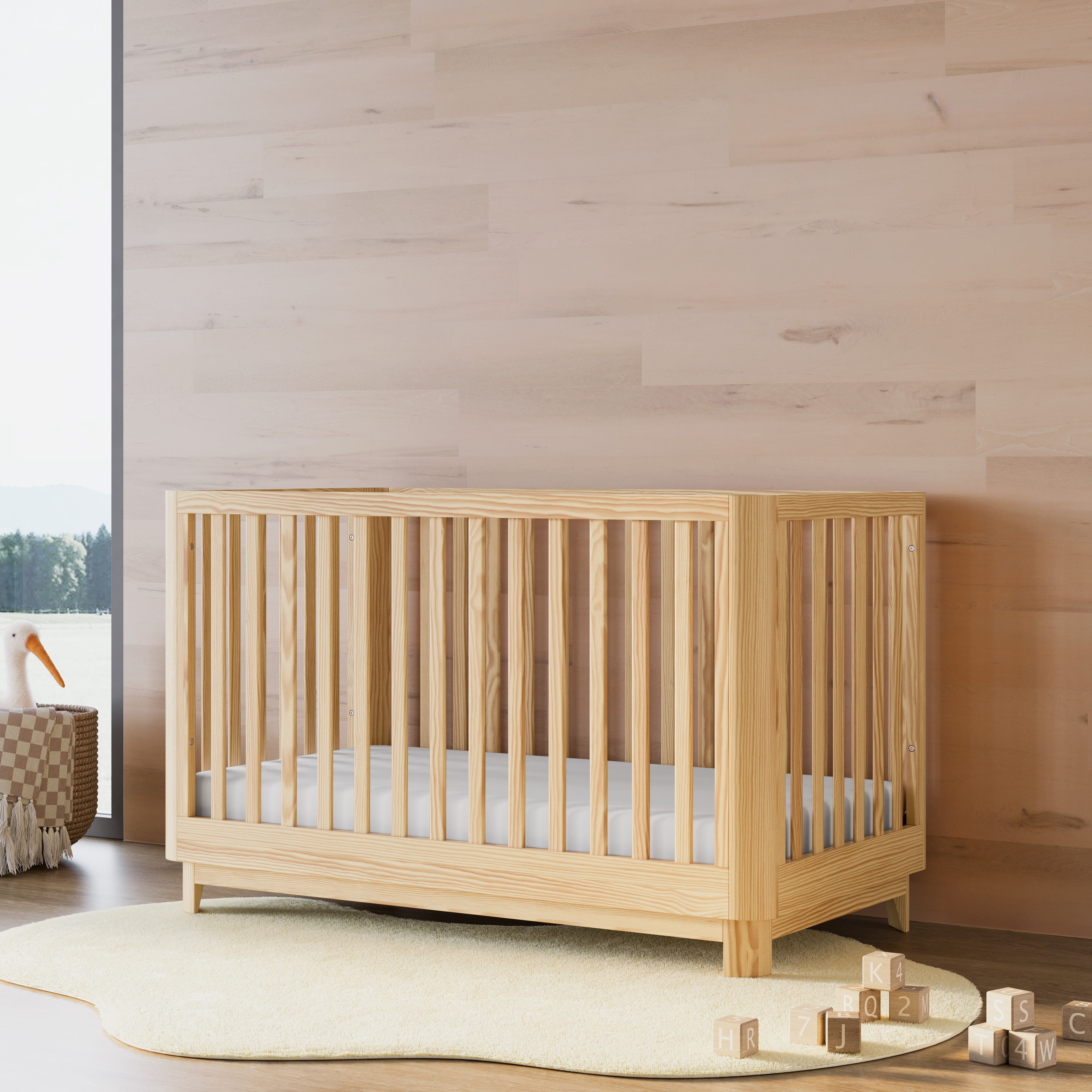 Storkcraft Santos 3-in-1 Convertible Baby Crib, Natural