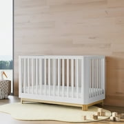 Storkcraft Santos 3-in-1 Convertible Baby Crib, White with Natural