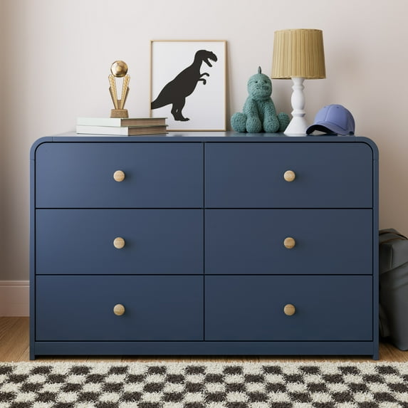 Storkcraft Santos 6 Drawer Nursery Double Dresser, Midnight Blue