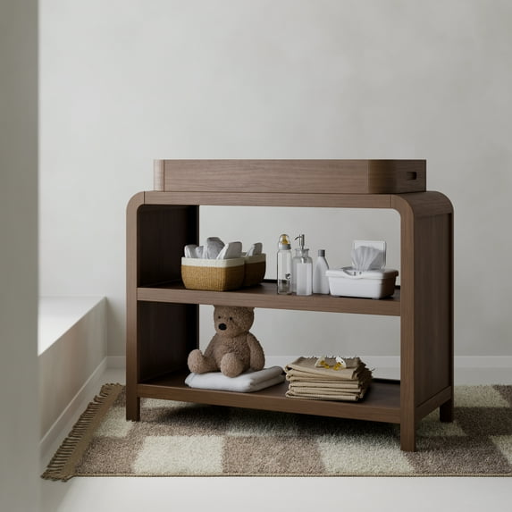 Storkcraft Santos Changing Table with Removable Infant Changing Table Topper, Hazelnut
