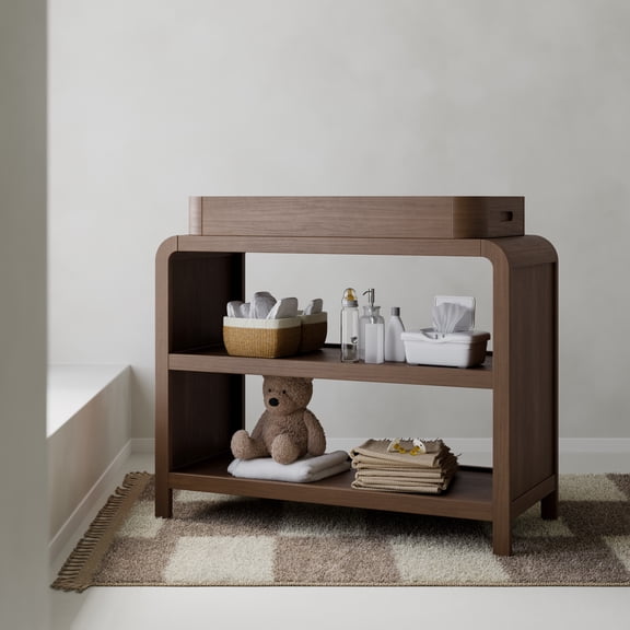 Storkcraft Santos Changing Table with Removable Infant Changing Table Topper, Hazelnut