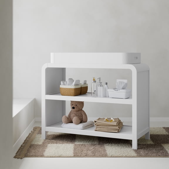 Storkcraft Santos Changing Table with Removable Infant Changing Table Topper, White