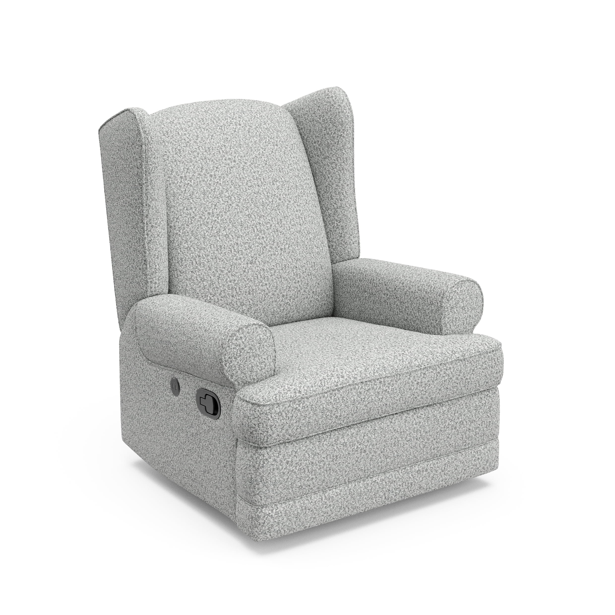 Salt and Pepper Boucle Swivel Recliner with USB Port