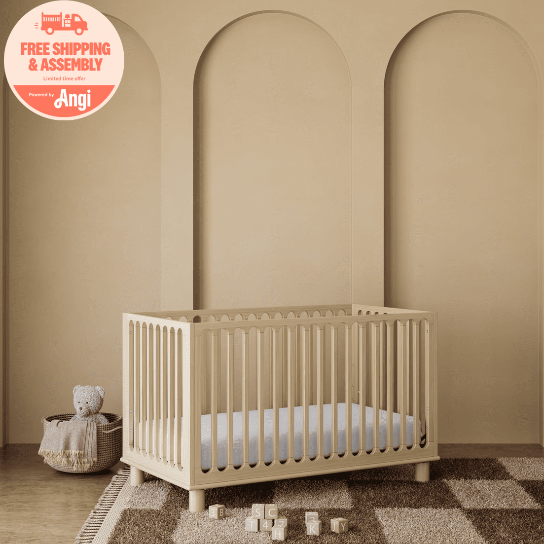 Art of Nursery by Storkcraft Sicily Deluxe 3-in-1 Convertible Crib with Bonus Toddler Guardrail, Driftwood