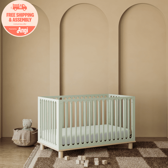 Storkcraft Sicily Deluxe 3-in-1 Convertible Crib with Bonus Toddler Guardrail, Sage with Driftwood