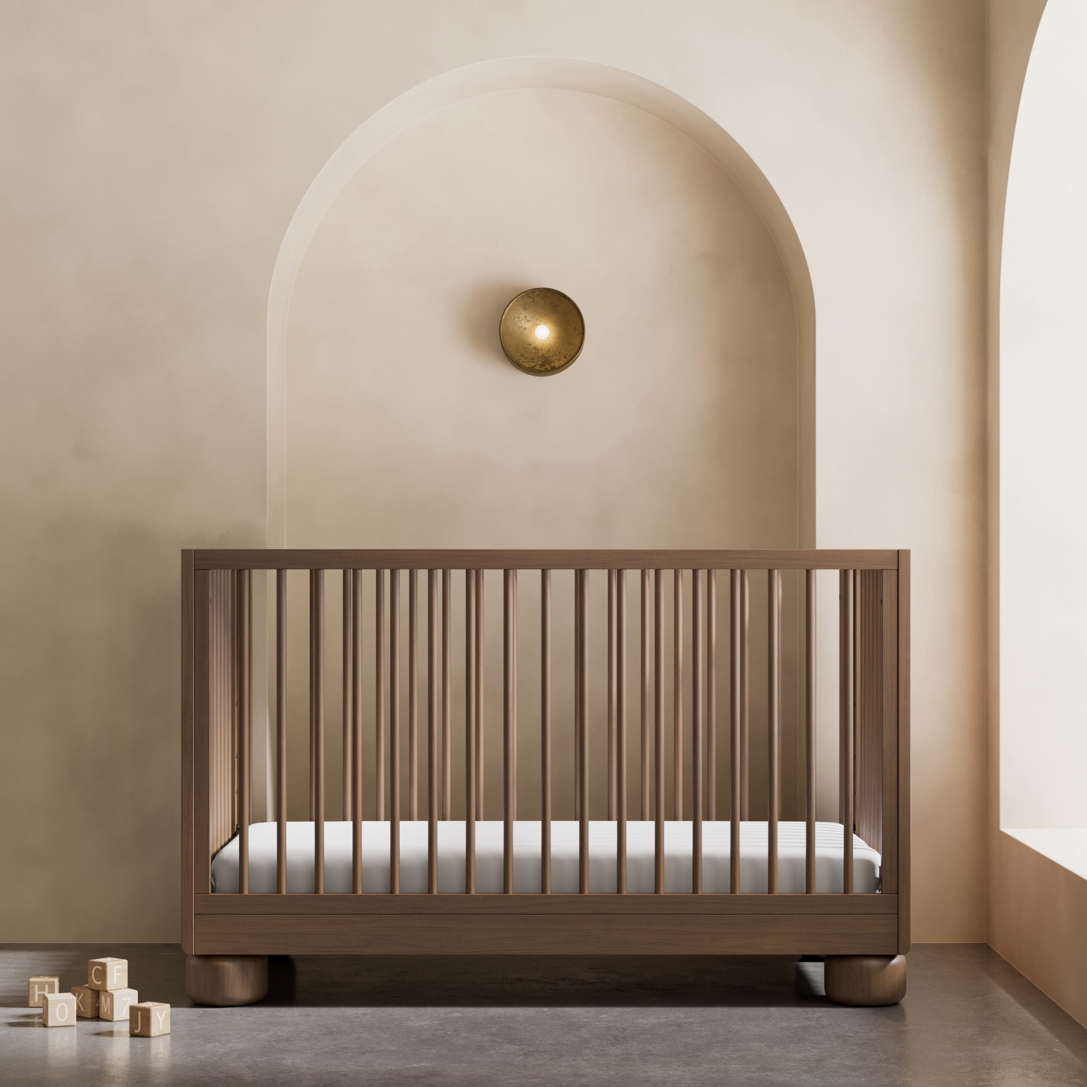 Storkcraft Sorrento 3-in-1 Convertible Crib with Bonus Toddler Guardrail - Hazelnut