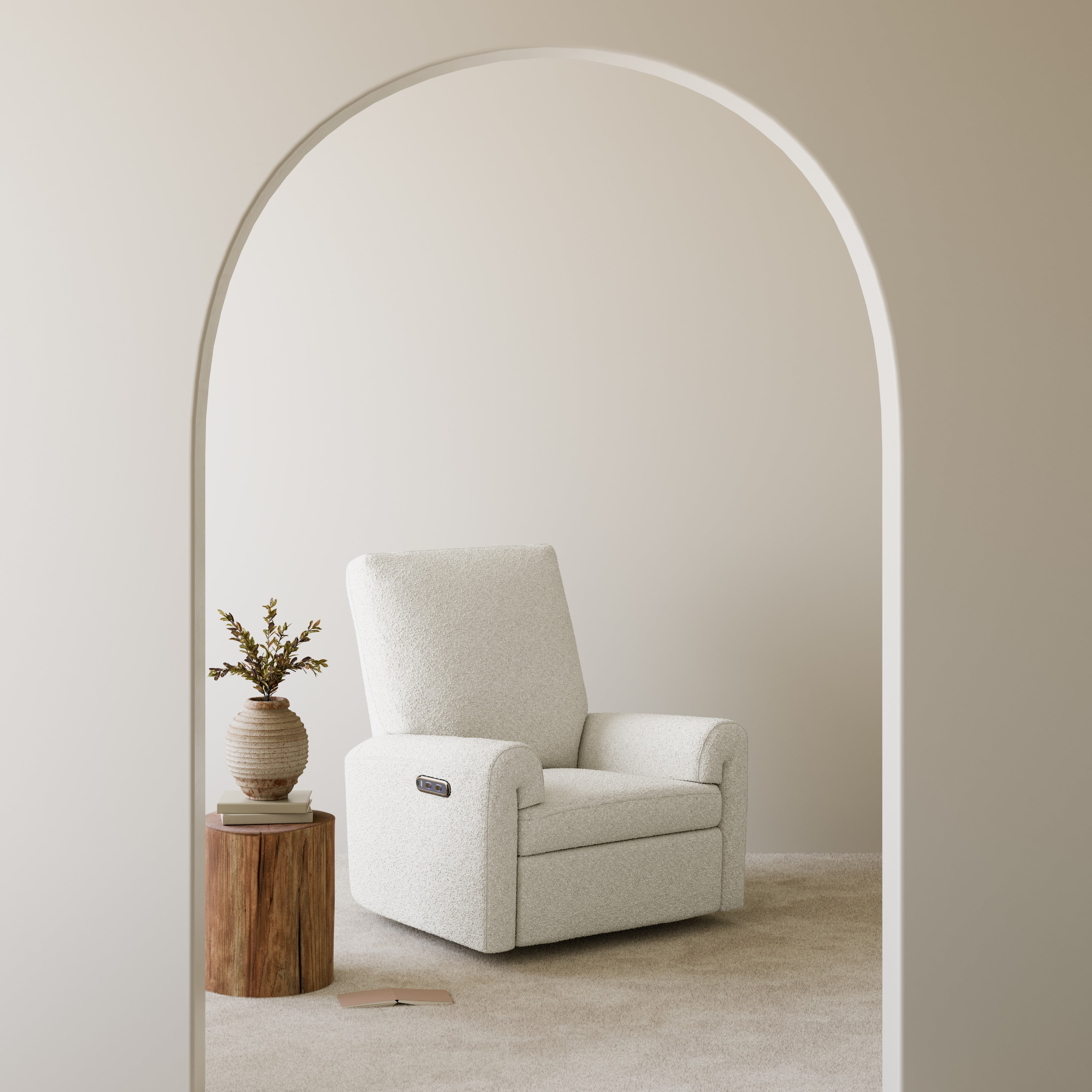 Art of Nursery by Storkcraft Sorrento Deluxe Power Recliner Swivel Glider, Ivory Boucle