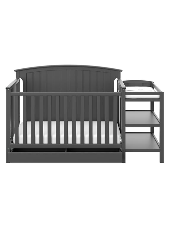 Storkcraft Steveston 5-in-1 Convertible Baby Crib & Changer, Gray