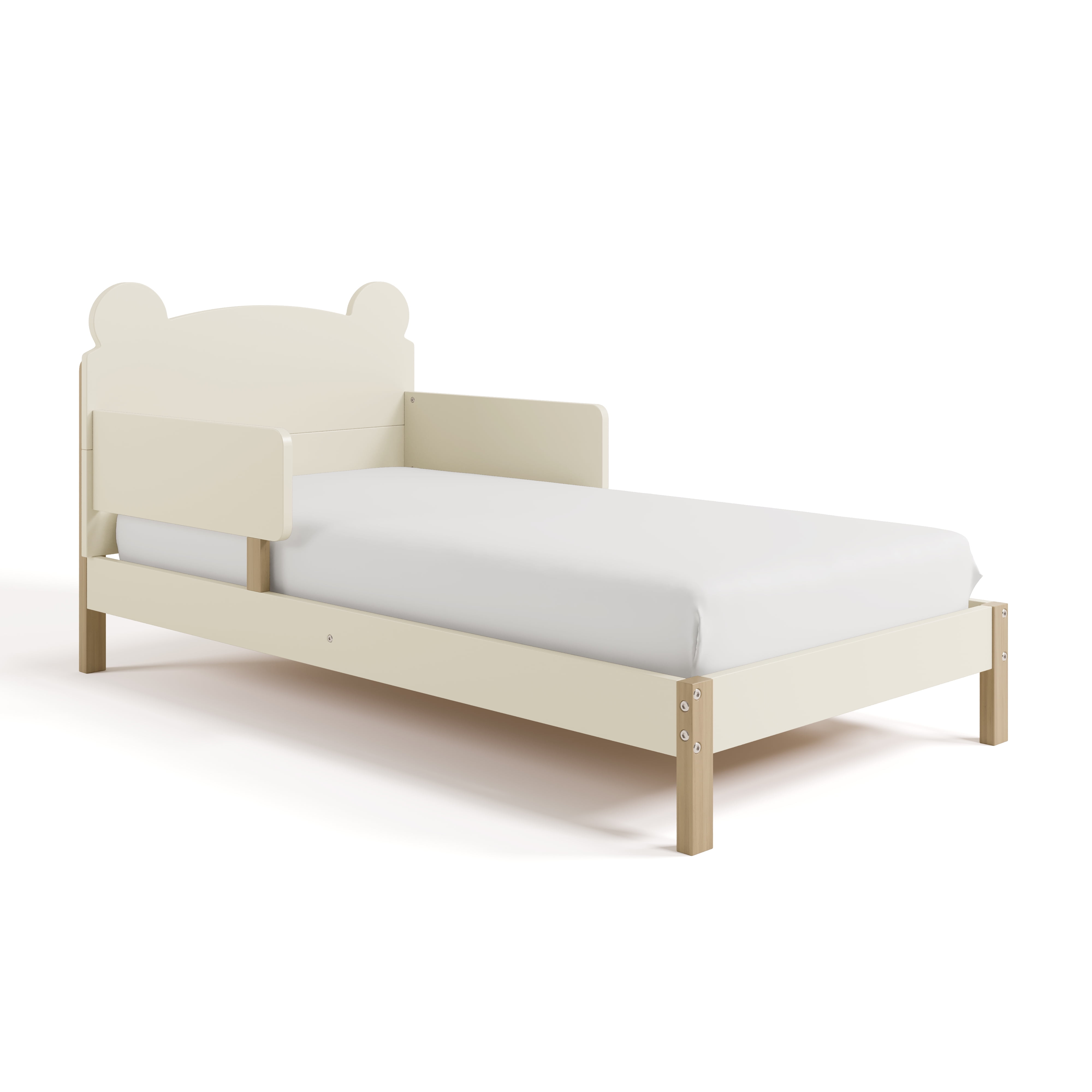 Storkcraft Teddy Bear Toddler Bed, Frosted Oat with Driftwood