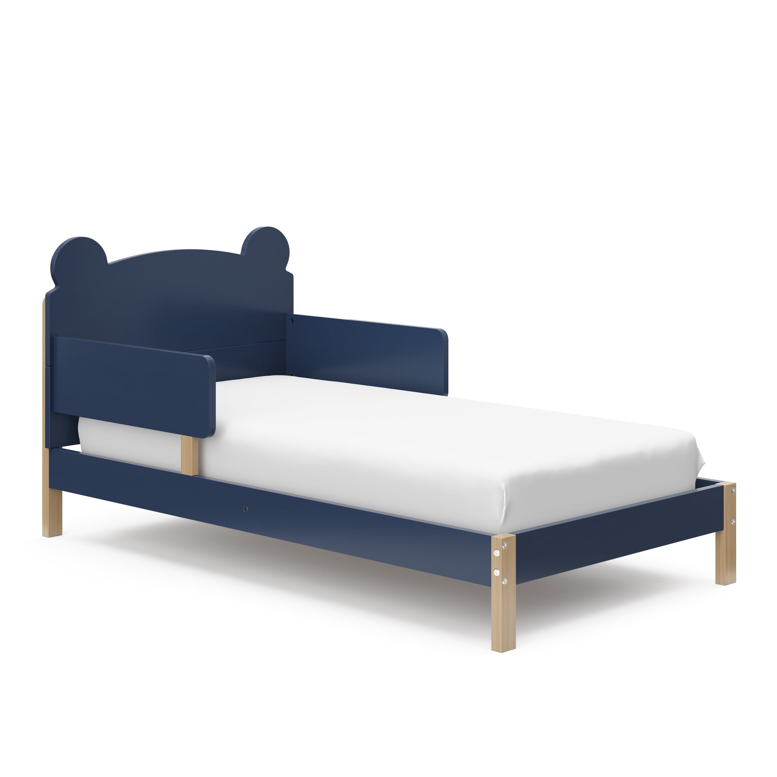 Storkcraft Teddy Bear Toddler Bed, Midnight Blue with Driftwood
