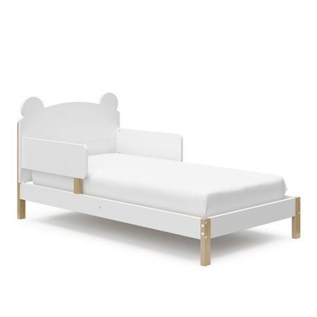 Storkcraft Teddy Bear Toddler Bed, White with Driftwood