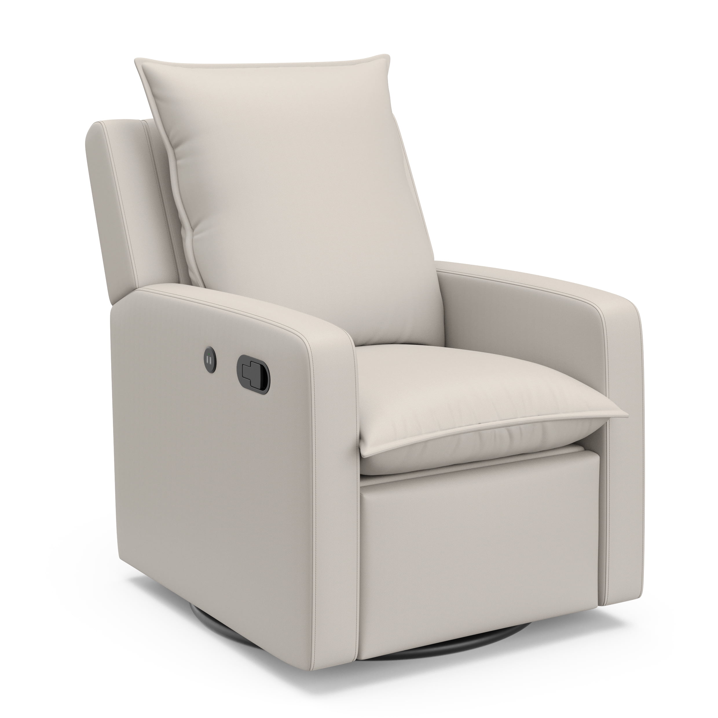 Ivory Polyester Blend Reclining Glider with USB Port