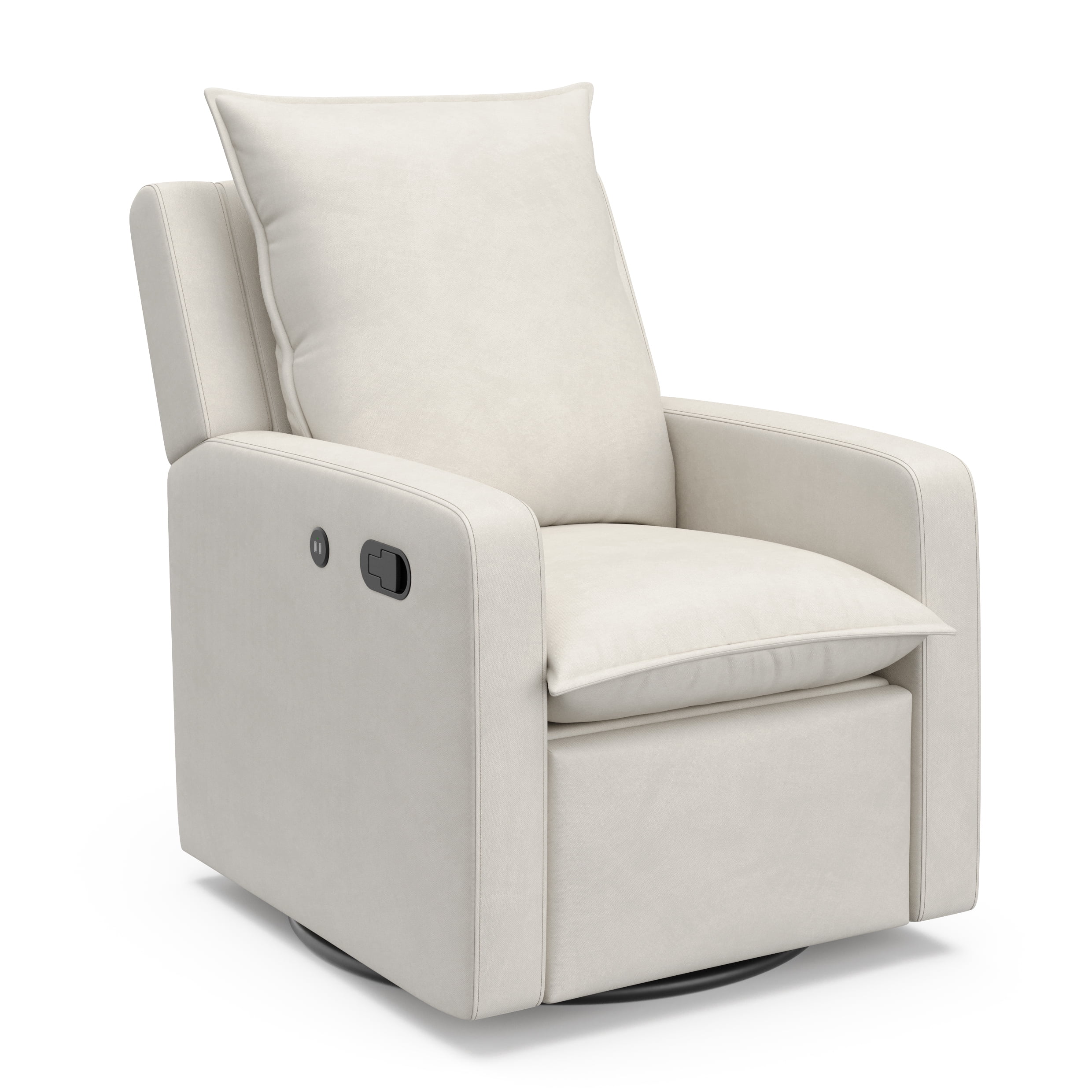 Ivory Polyester Blend Reclining Glider with USB Port