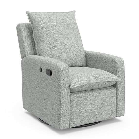 Storkcraft Timeless Upholstered Recline Glider with USB, Salt & Pepper Boucle