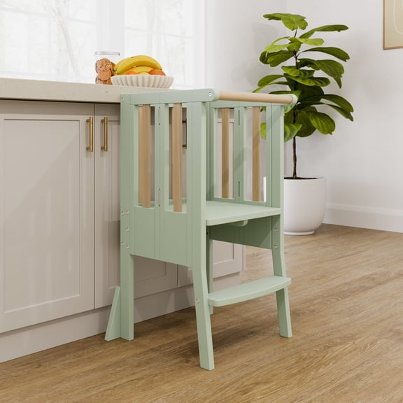 Storkcraft Toddler Montessori Foldable Step Stool - Sage and Driftwood