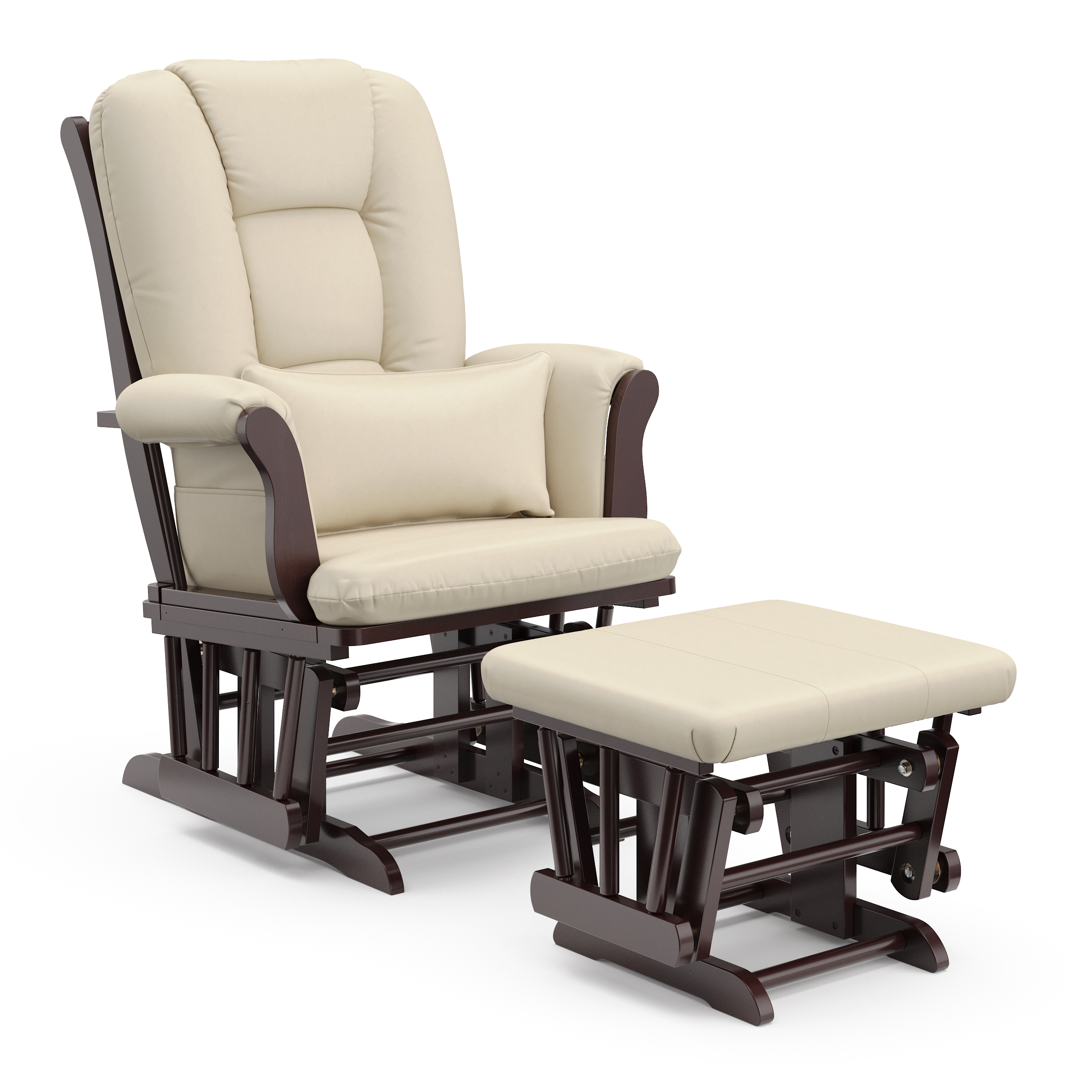 Storkcraft Tuscany Glider and Ottoman with Lower Lumbar Pillow, Espresso Finish with Beige Cushions - image 1 of 7