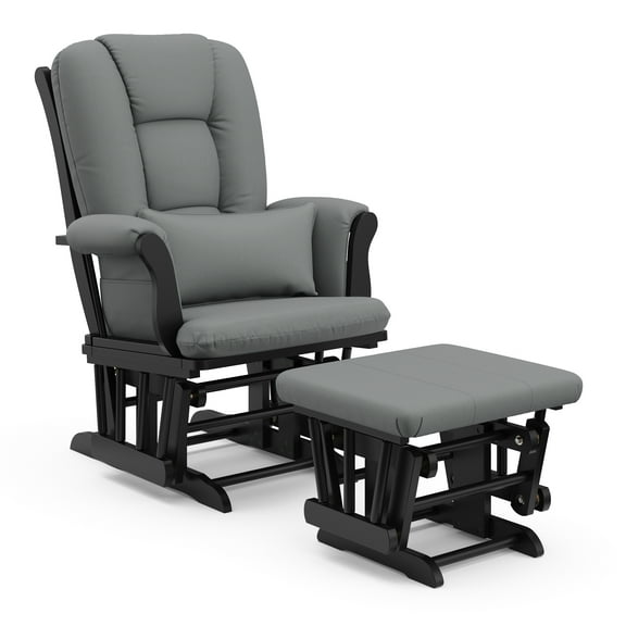Storkcraft Tuscany Infant Nursery Glider & Ottoman Black with Gray