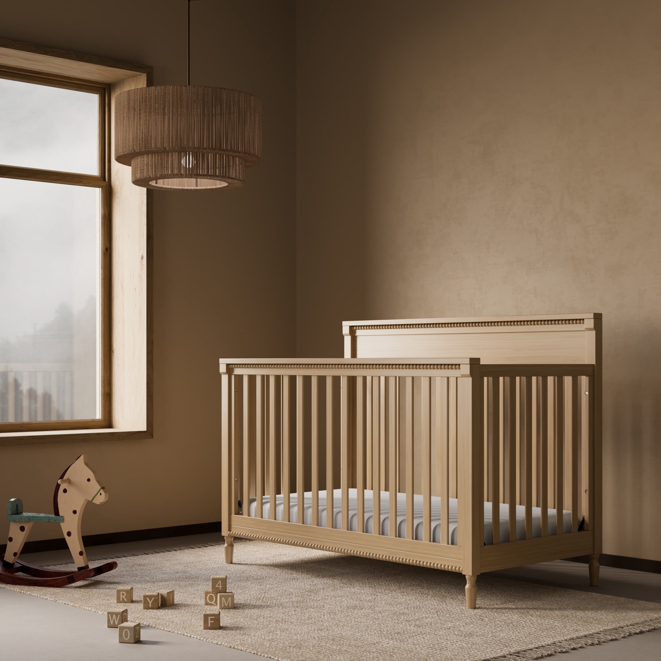 Storkcraft Valencia 5-in-1 Convertible Crib with Bonus Toddler Guardrail, Driftwood