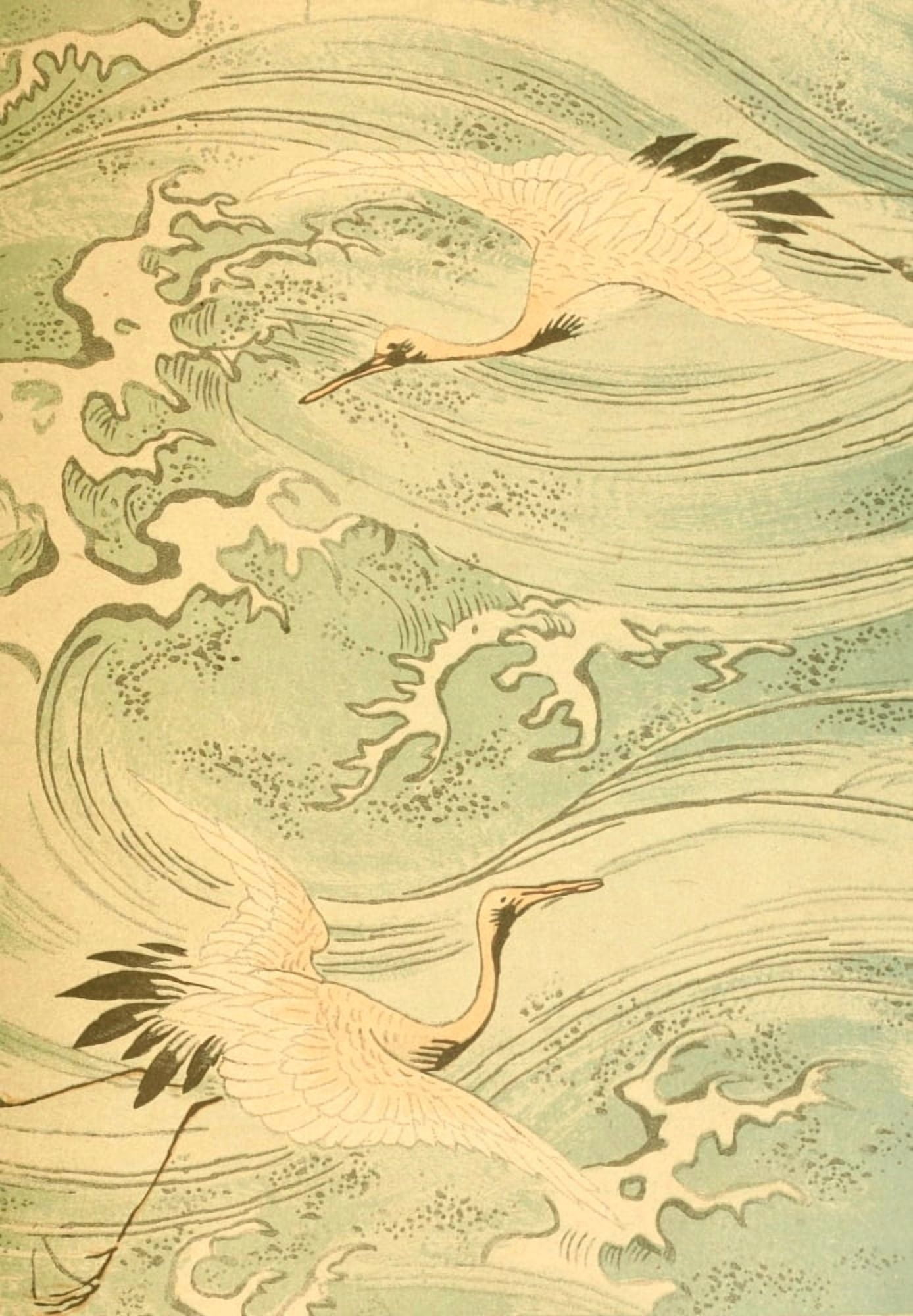 Storks Artistic Japan 1891 Canvas Art - Unknown (18 x 24)